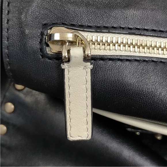 AUTH Valentino Garavani Rockstud Handbag Tote Shoulder Bag Black White - Picture 7 of 7